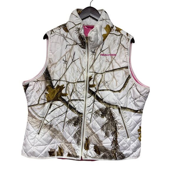 Real Tree Women's Vest Quilted White Camo Outdoors Full Zip Plus Size 3X Hiking - Picture 1 of 7